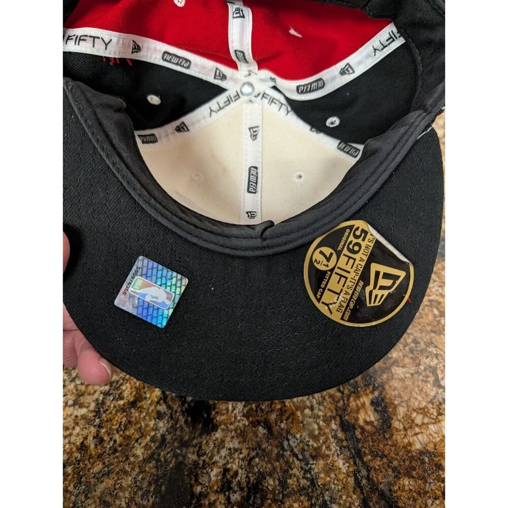 Chicago Bulls Script Hardwood Classics New Era 59Fifty Fitted Hat Size 7 1/2
